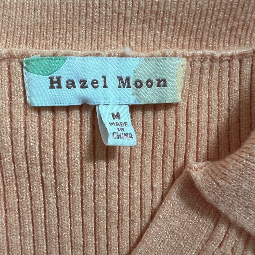 NWOT Peach Ribbed Knit Button-Up Crop Top - Picture 4 of 4